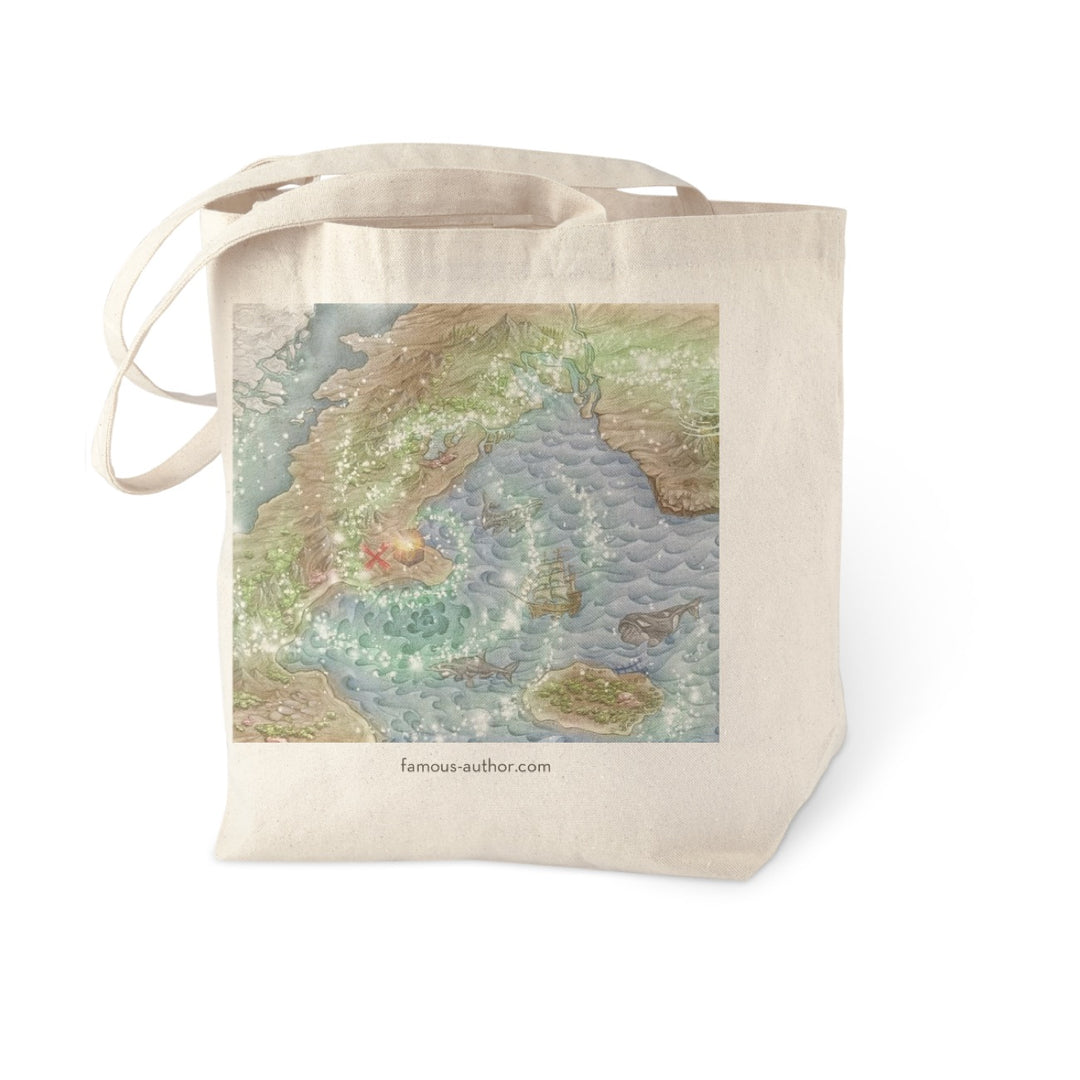 Treasure Map with X - Cotton Canvas Bag 15" x 18"