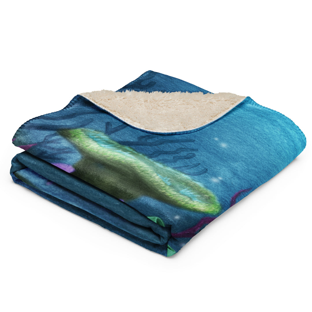 Cozy Sherpa Blanket with Underwater Scene