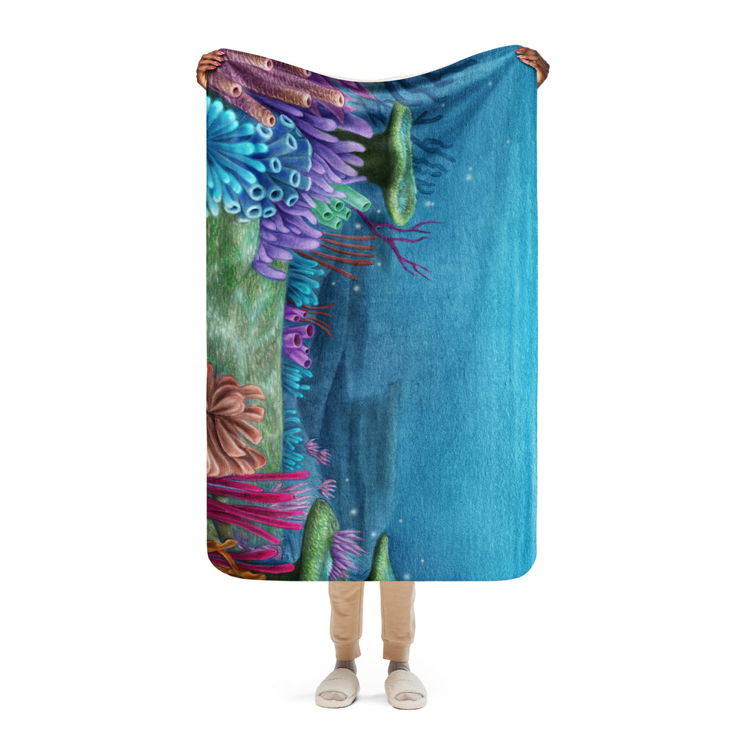 Cozy Sherpa Blanket with Underwater Scene