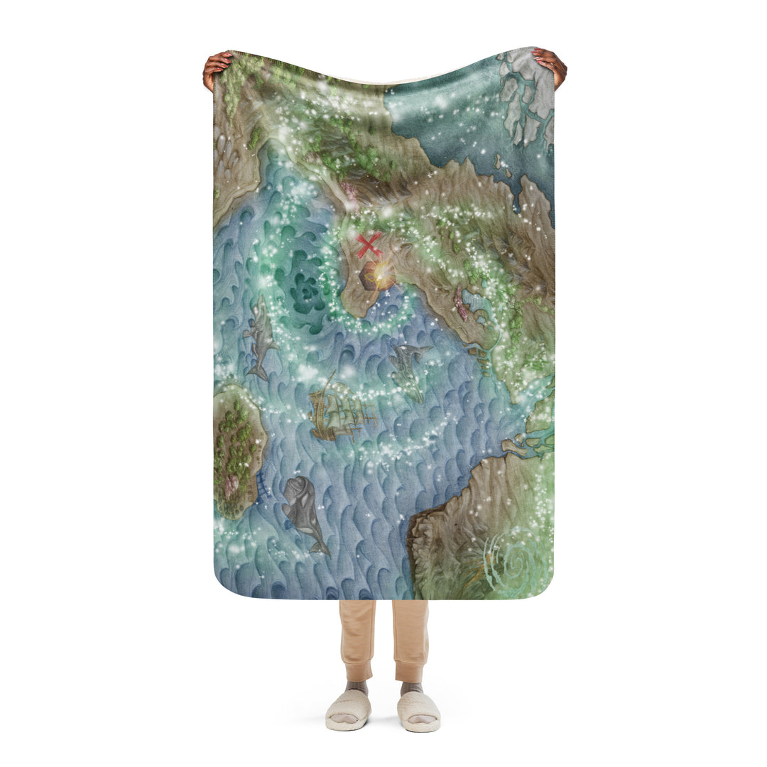 Cozy Sherpa Blanket - Treasure Map