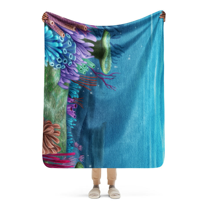 Cozy Sherpa Blanket with Underwater Scene