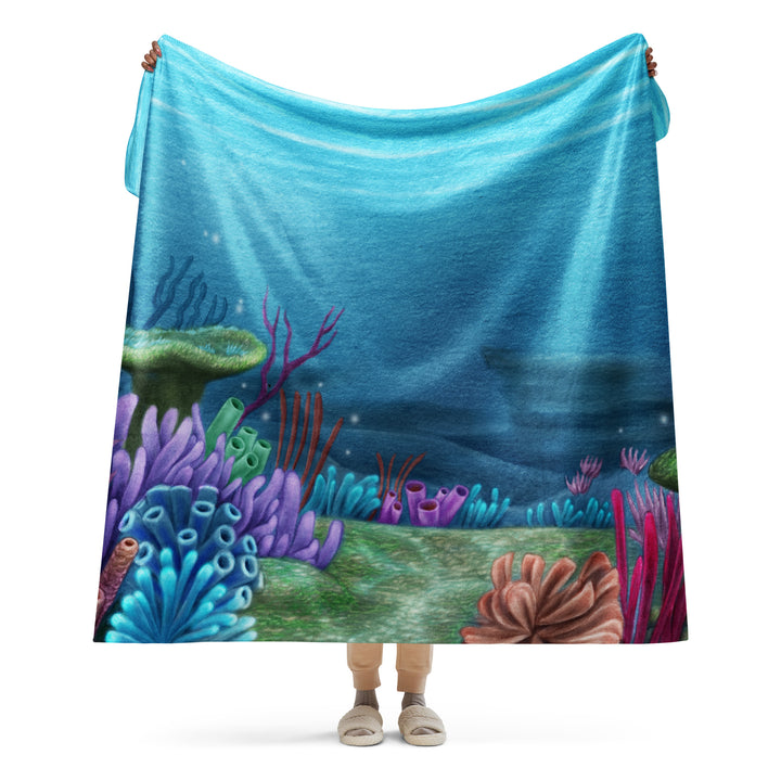 Cozy Sherpa Blanket with Underwater Scene