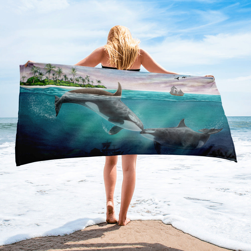 [THE MUSEUM VISITOR]★CITY DRAWING GRAPHIC BEACH TOWEL sublimated-towel-white-30x60-